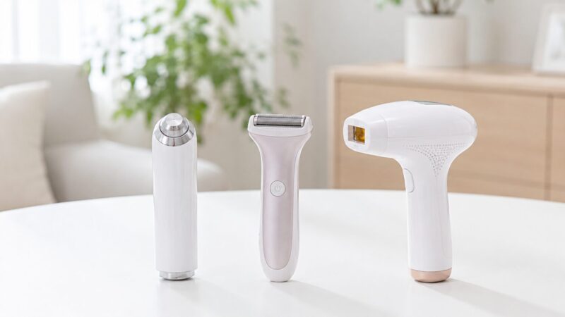 ナノガラス脱毛器と電動シェーバーと光美容器を目的別に比較する画像