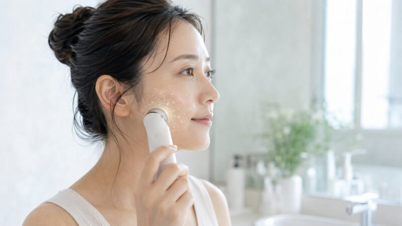 美顔器の電気刺激で肌がピリピリする仕組みを表したイメージ