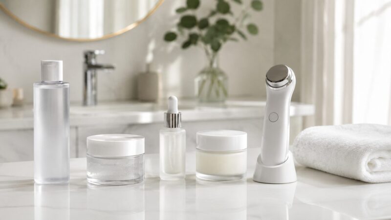 美顔器と一緒に使う化粧水や美容液を選ぶためのスキンケア用品