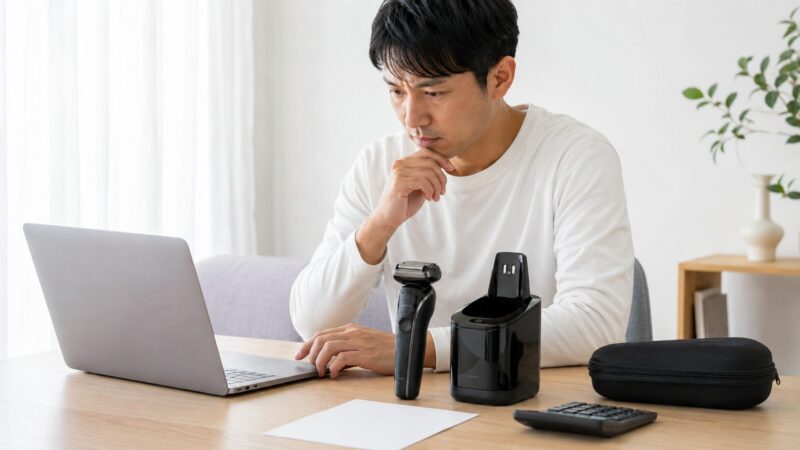 ブラウンシリーズ9 Proの価格と付属品を比較検討する日本人男性
