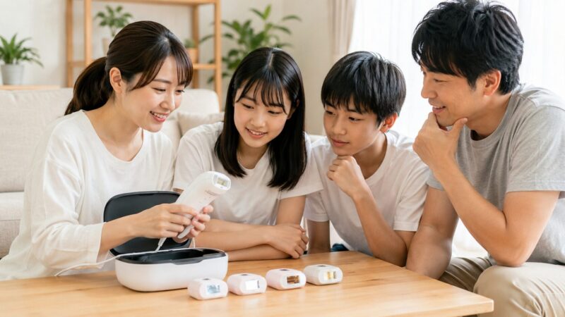 家族で家庭用脱毛器を共有して使うイメージ