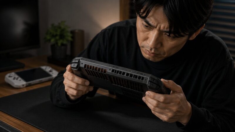 初代MSI Claw A1Mの悪評やレビューを表す携帯型ゲーミングPCの確認風景