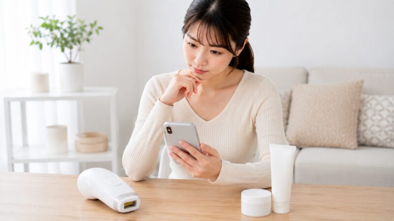 エイティ脱毛器の口コミを冷静に確認する日本人女性