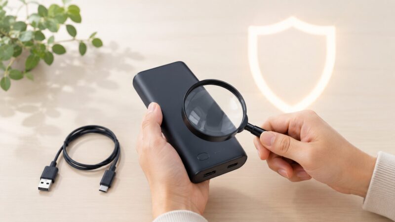 モバイルバッテリーの安全性を購入前に確認するイメージ