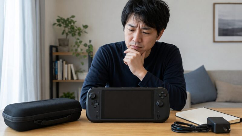 Steam Deck購入後に後悔しやすい重さやバッテリーを確認する様子