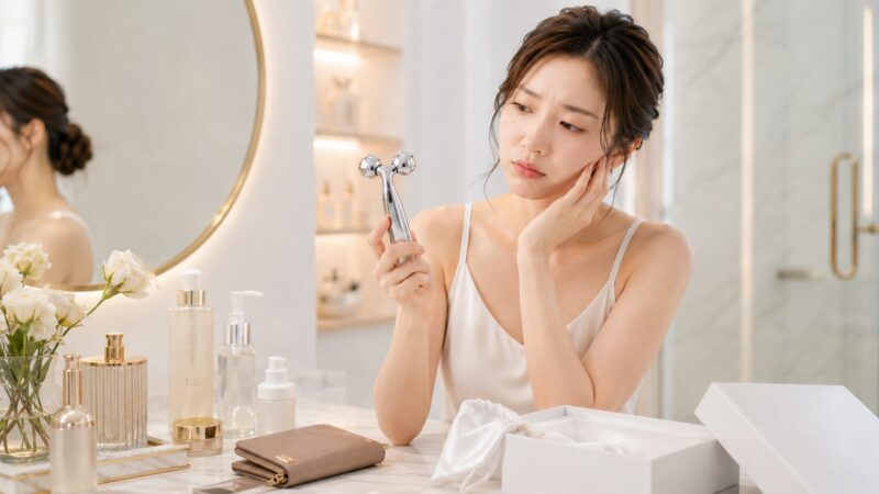 美容ローラー購入後に期待との違いで悩む女性