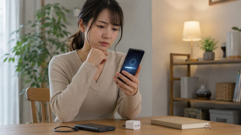 Galaxyのアップデート後不具合に備えて確認する日本人女性