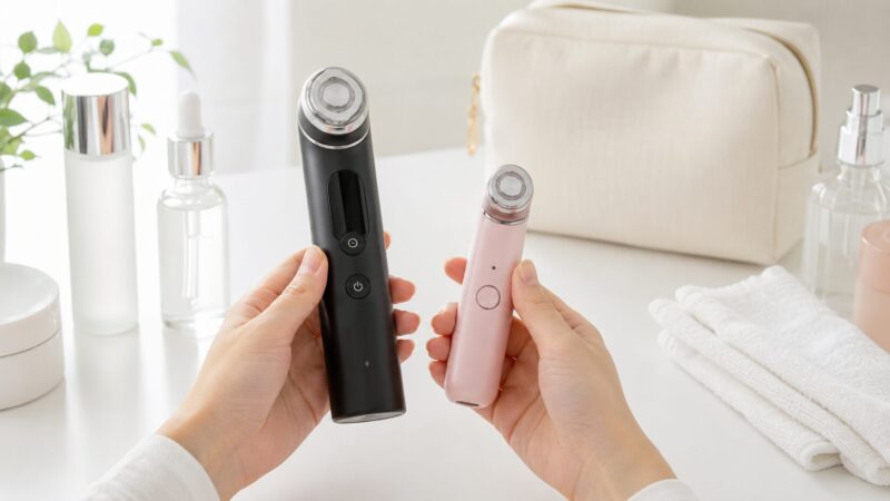 ブースタープロとミニ系美顔器のサイズと持ちやすさを比較する手元