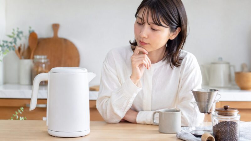 蒸気が見えにくく沸騰完了が分かりにくい電気ケトル