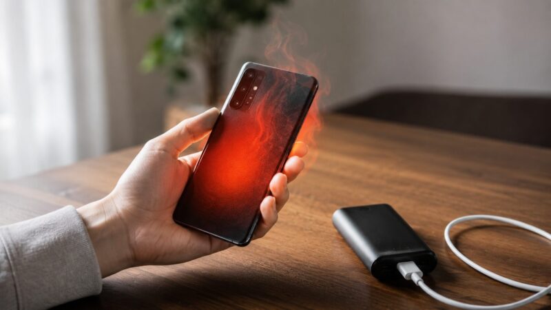 Galaxyの発熱と電池減りに不満を感じるスマホ使用イメージ