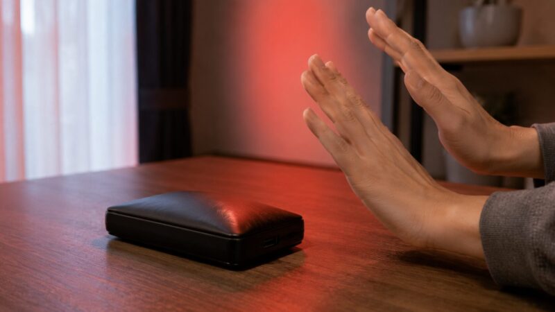 膨張したモバイルバッテリーの使用を避けて安全確認するイメージ