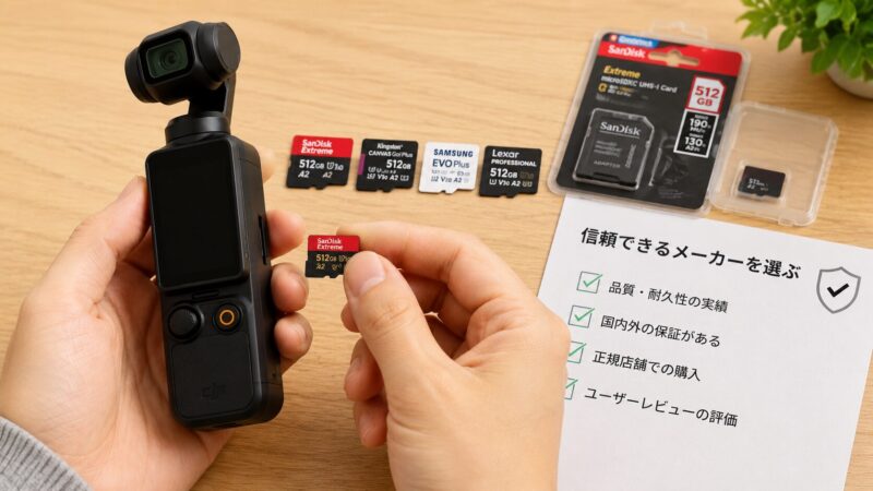 Osmo Pocket 3でmicroSDカードが認識しない時にカードや端子を確認する様子