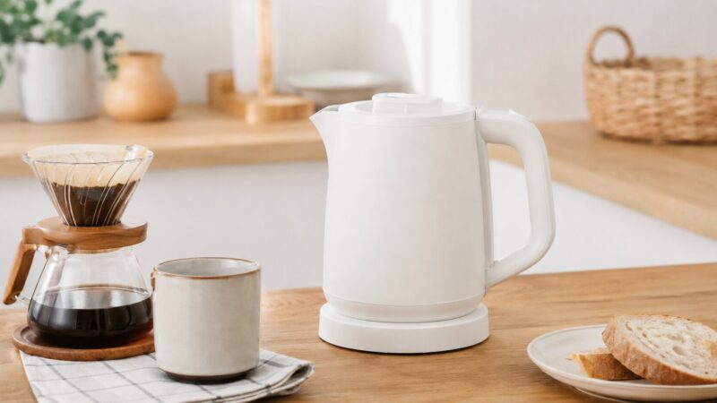 定番モデルとして使いやすい白い電気ケトルのイメージ