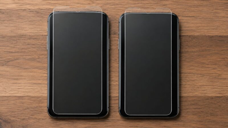 iPhone17とiPhone16Pro用フィルムのサイズ互換性を確認する比較