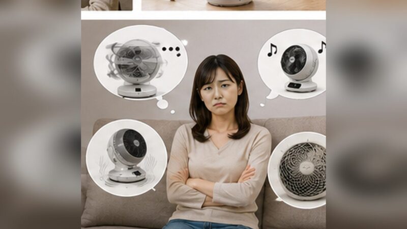 3D首振りの作動音や風向き、掃除のしにくさに不満を感じる女性