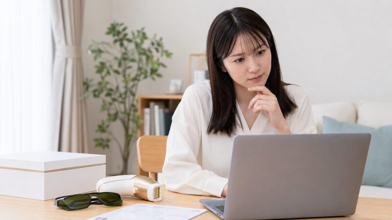 家庭用IPL脱毛器を通販で買う前に付属品や保証を確認する日本人女性