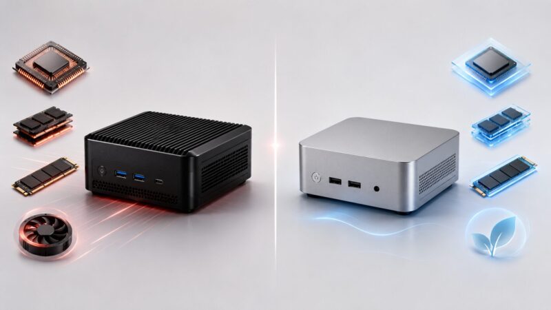 N97とN150搭載ミニPCの基本性能を比較するイメージ