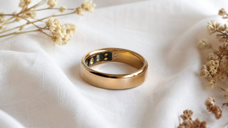 結婚指輪らしい上品なゴールドのスマートリング