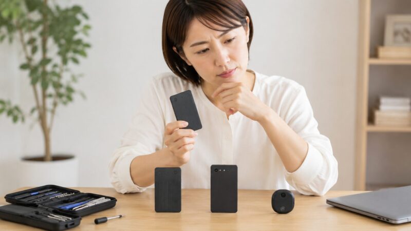 Plaud Noteが使えない場合に修理や買い替えを検討する女性