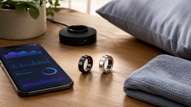 スマートリングの価格や睡眠計測、バッテリー性能を比較するイメージ