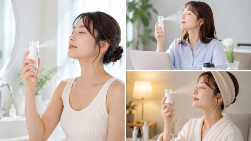 乾燥を感じた時にミストデバイスで保湿を補助するイメージ