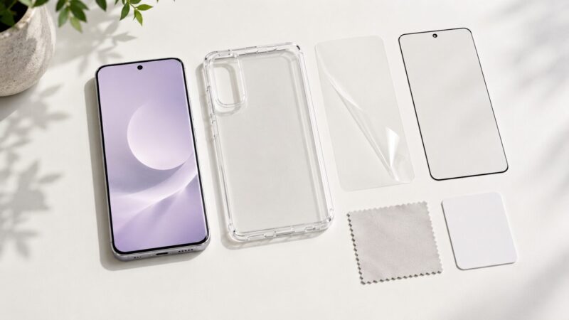 motorola edge 50s pro用のケースと保護フィルムを比較する写真