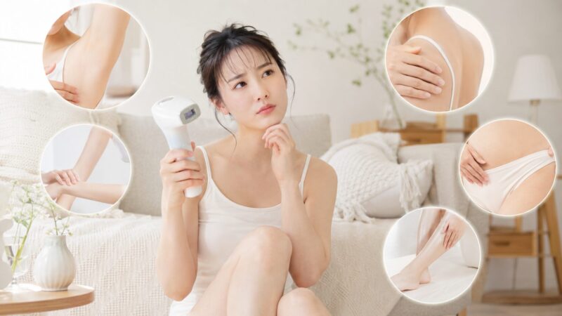 家庭用脱毛器の効果が部位によって違うことを考える女性