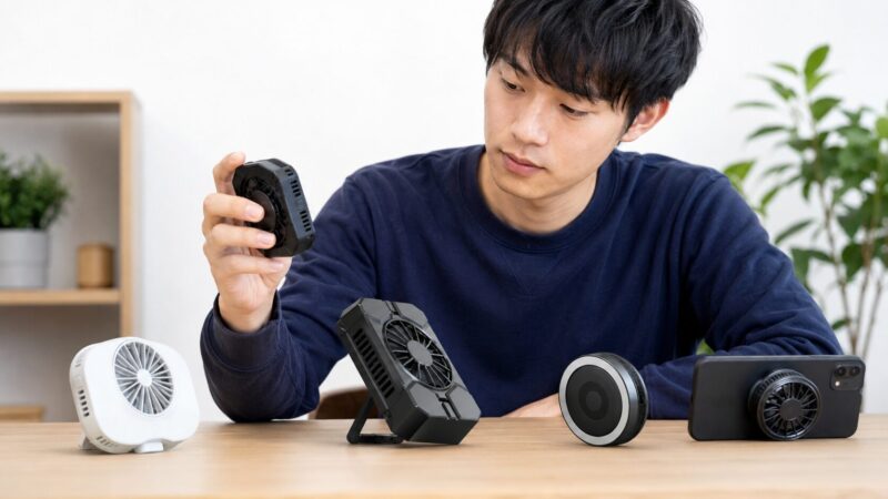 スマホクーラーの給電方法や固定方式を比較して選ぶイメージ