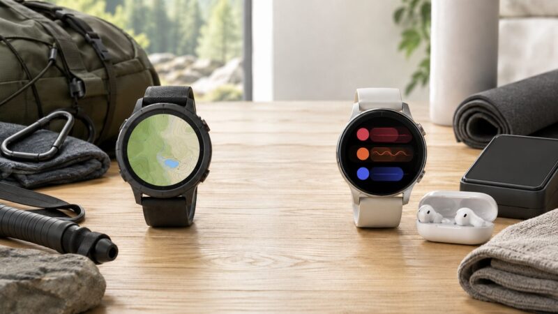 アウトドア向けと日常機能重視のスマートウォッチを並べた比較