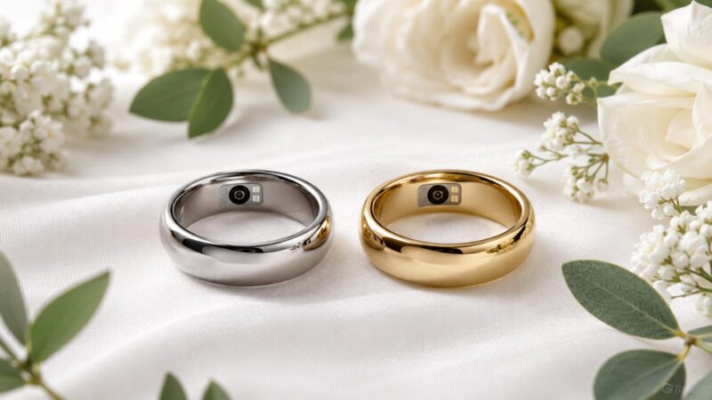 結婚指輪として並べられた2本のスマートリング
