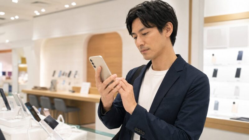 　ソフトバンク版motorola edge 50s proの購入前に販売状態を確認する様子