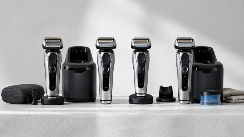 洗浄器や充電スタンドなど付属品が異なる4種類の電気シェーバー