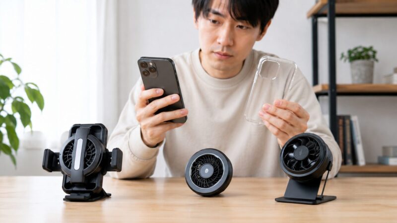 ホルダー型スマホクーラーの向き不向きを比較するイメージ