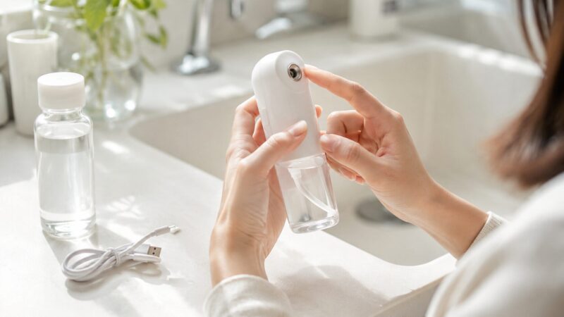 ミストが出ない時に充電や噴霧口を確認するイメージ
