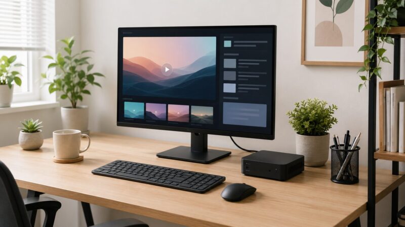 Intel N150搭載ミニPCを外部モニターにつないだ省スペースな作業環境