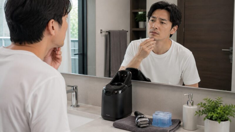 シェーバーの剃り残しや洗浄器の維持費に悩む日本人男性
