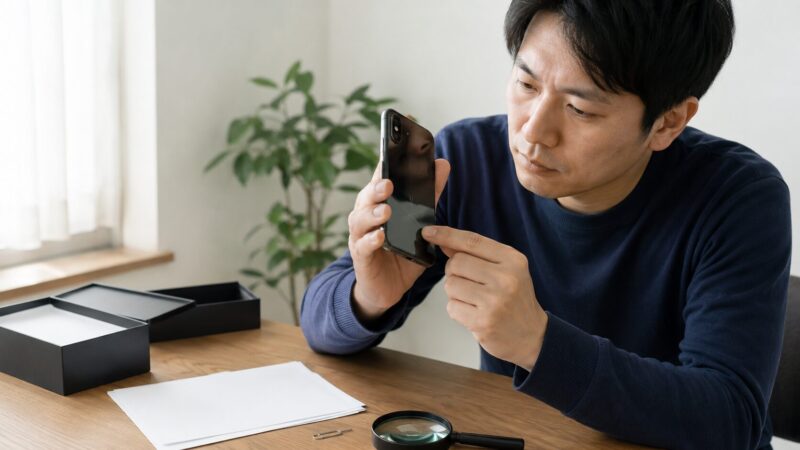 中古のmotorola edge 50s proを購入前に傷や付属品まで確認する写真