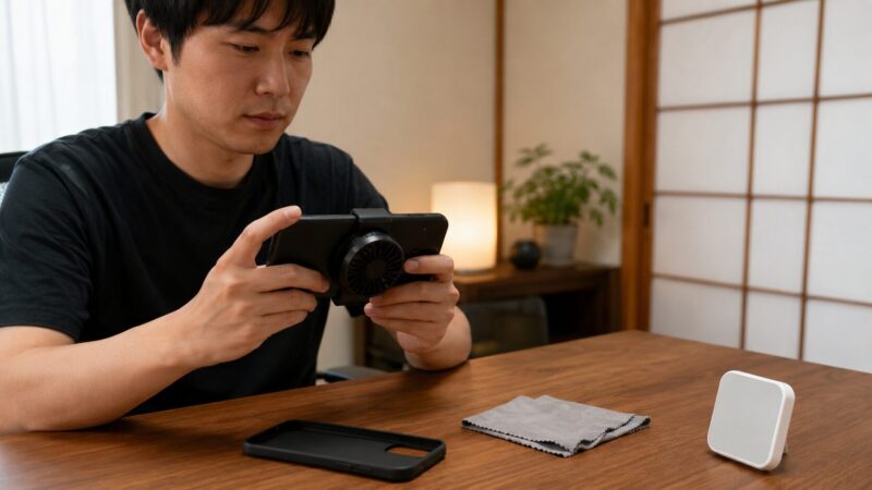 スマホクーラーを安全に使うための温度管理と短時間使用のイメージ