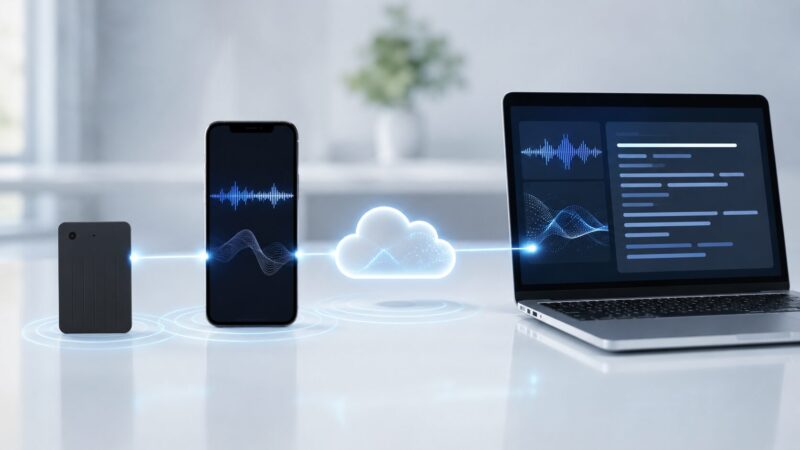 Plaud Noteの録音データをスマートフォン経由で文字起こしする流れ