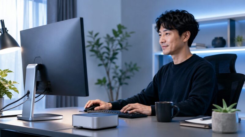N150搭載ミニPCを省電力で快適に使う日本人男性