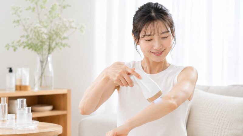 サファイア冷却付き家庭用IPL脱毛器を腕に使う日本人女性