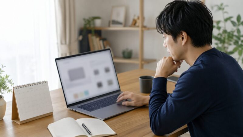 Intel N150搭載PCの発売時期や仕様表を確認するデスク作業風景