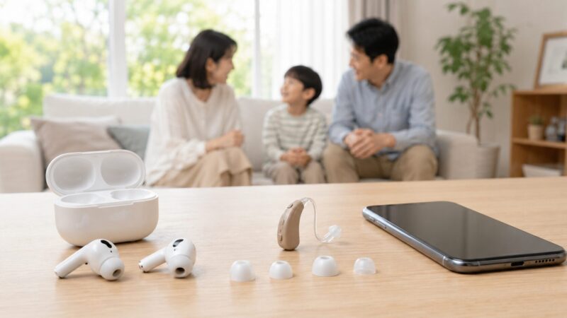 AirPods Proと補聴器の性能差を比較するイメージ