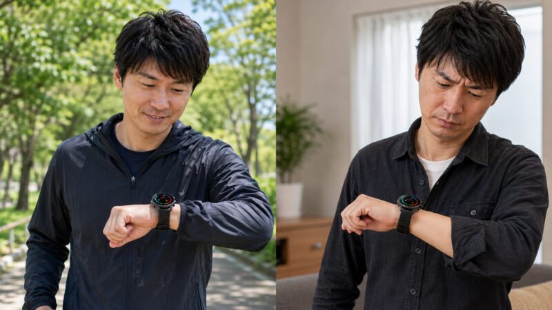 大型スマートウォッチが向く人とサイズが合わない人を比較したイメージ