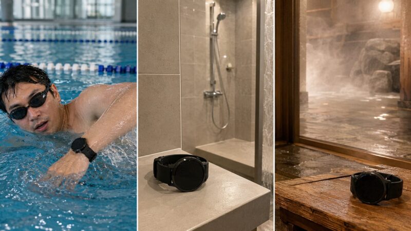 水泳では使用し高温シャワーや温泉では外すスマートウォッチ