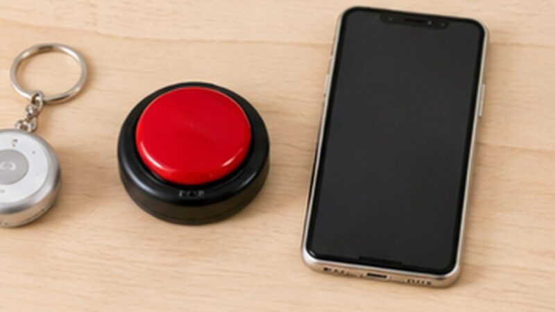 100均の録音玩具とスマートフォンを並べたボイスレコーダー代用品