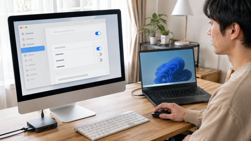 Macでリモートデスクトップの画面収録と操作権限を設定する様子