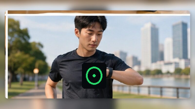屋外ランニングでApple WatchのGPSを使用する日本人男性