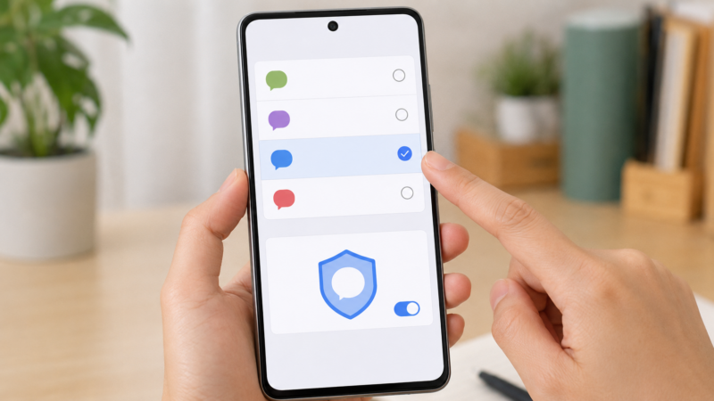 Google PixelでデフォルトのSMSアプリとメッセージ権限を確認する画面