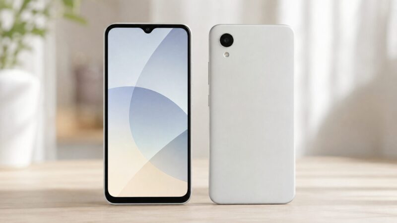 大きな液晶画面と背面1眼カメラを備えたスマートフォン